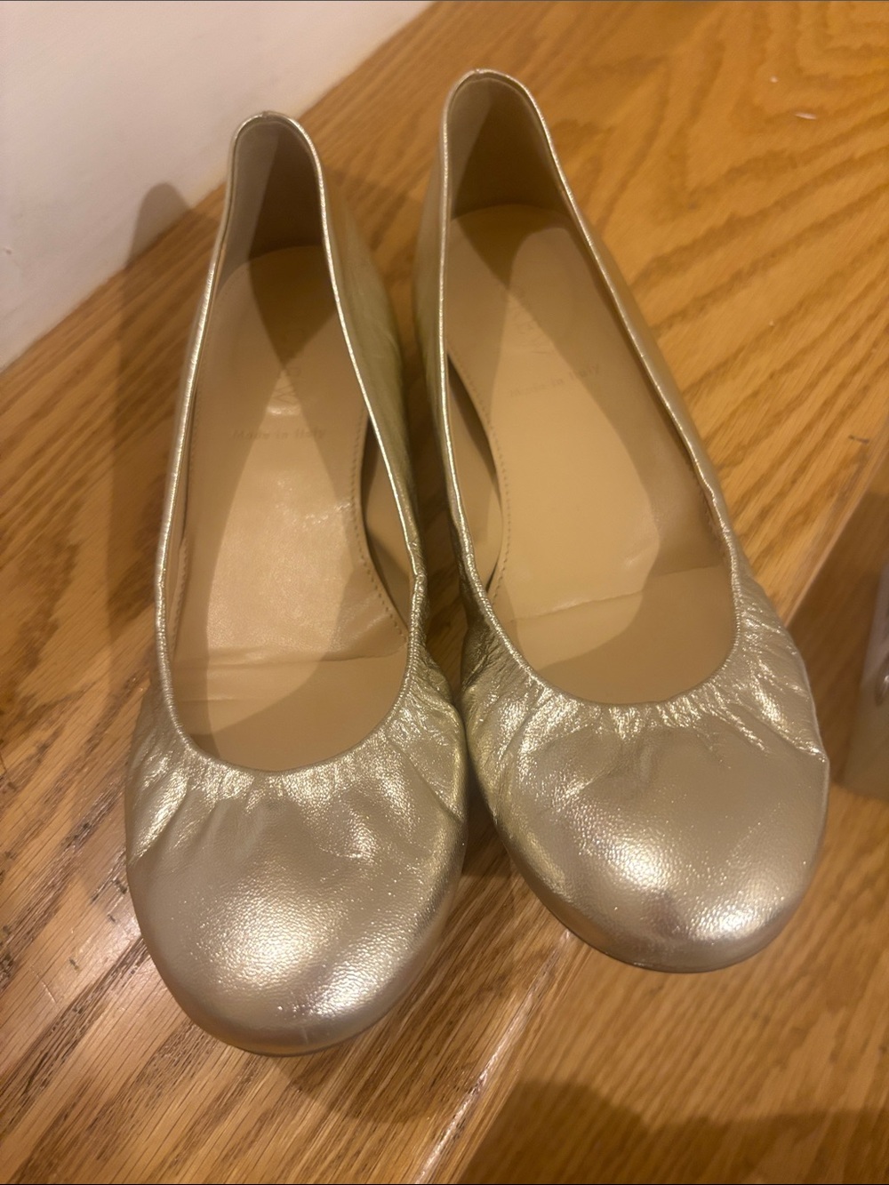 J. Crew Metallic Champagne Ballet Flats